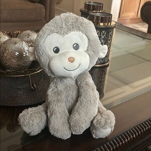 Adorable Gray and White Plush Monkey